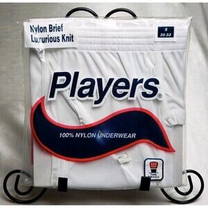 Players 100% NYLON Briefs White S 30-32 Luxurious Knit Full-Fashion New and Seal